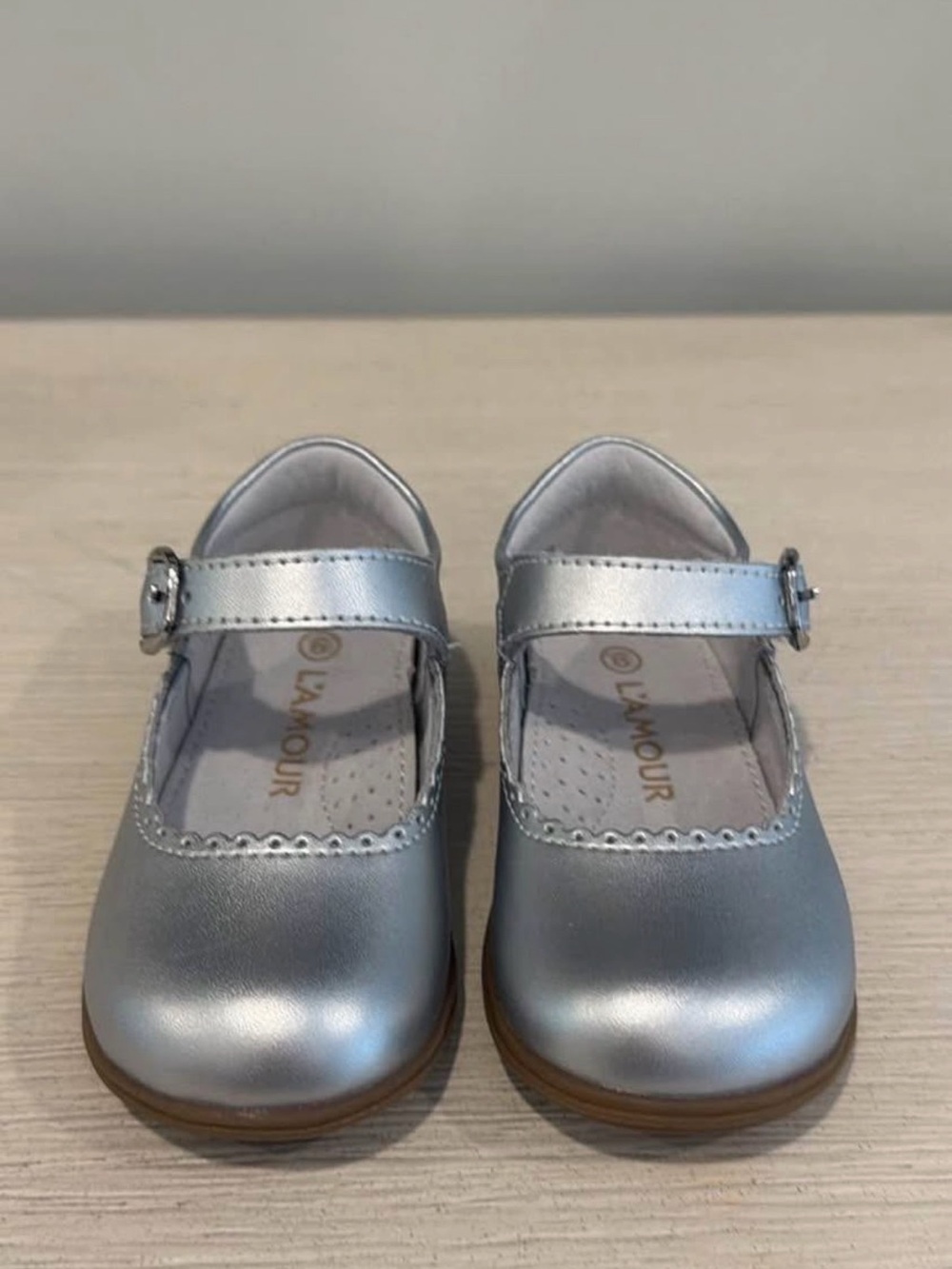 L'Amour Metallic Silver Mary Jane Toddler Shoes